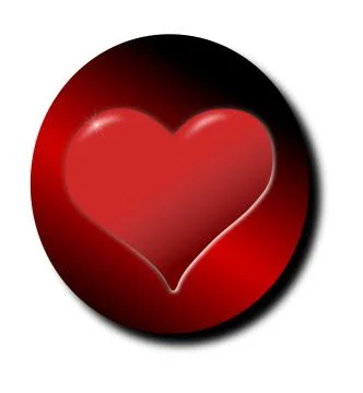 3D R3D Red heart button isolated on a white backgrounded Heart button Stock Illustration