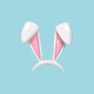 3d Rabbit ears. realistic plastic Easter bunny ears. Vector illustrations. .. Stockillustratie