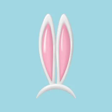 3d Rabbit ears. realistic plastic Easter bunny ears. Vector illustrations. .. Stock Illustration