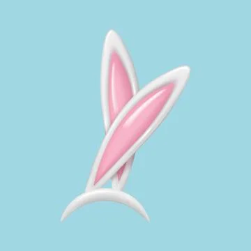 3d Rabbit ears. realistic plastic Easter bunny ears. Vector illustrations. .. Stock Illustration
