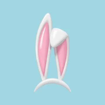 3d Rabbit ears. realistic plastic Easter bunny ears. Vector illustrations. .. Stock Illustration