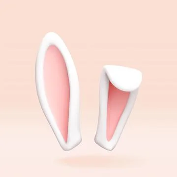 3D rabbit easter ears isolated on pink. Stock Illustration