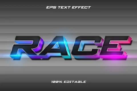 3D Race Editable Text Effect Cyberpunk Speed Typography Vector EPS Stock Illustration