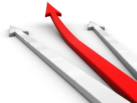 3D rad arrow. Competition concept. Stock Illustration