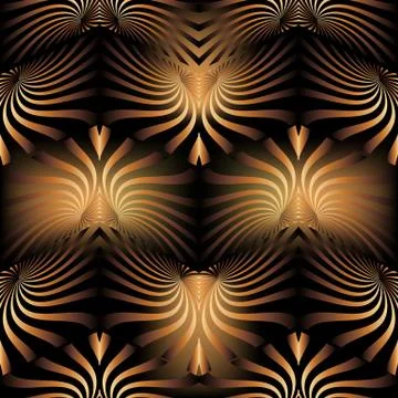 3d radial geometric vector seamless pattern. Illustrazione stock