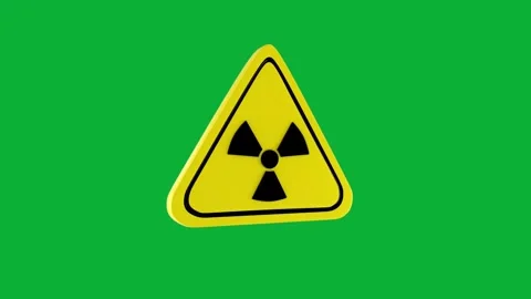 3D Radiation Warning Sign Rotating on Green Screen Chroma Key Stock Footage 335633676