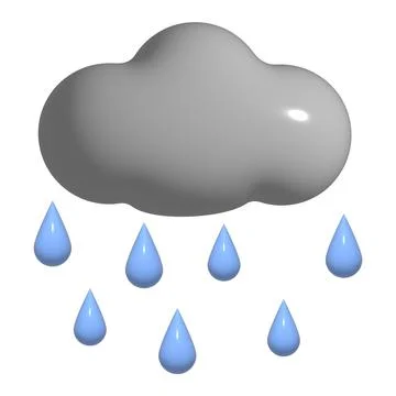 3D rain cloud grey icon. 3d weather element isolated on a white background. C Stock Illustration