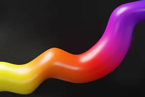 3d rainbow abstract line on black background. Stock Illustration