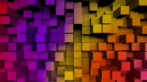 3D rainbow colored blocks with continuous loop Stock Footage 104618015