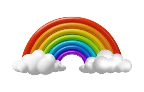 3d Rainbow colorful arc with clouds Stock Illustration