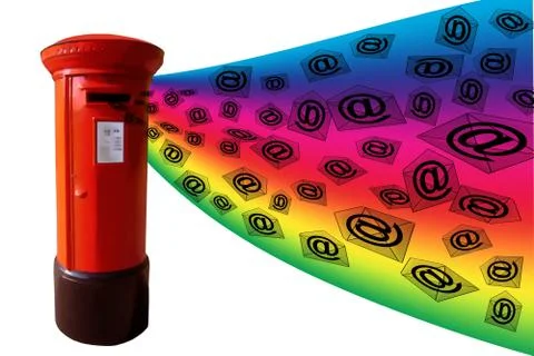 3d rainbow e-mail post box Illustrazione stock