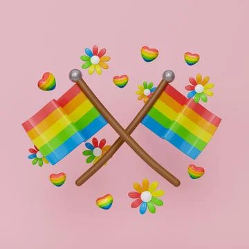 3d rainbow flag and celebrating bisexual homosexual transgender equality. 3d Stock Illustration