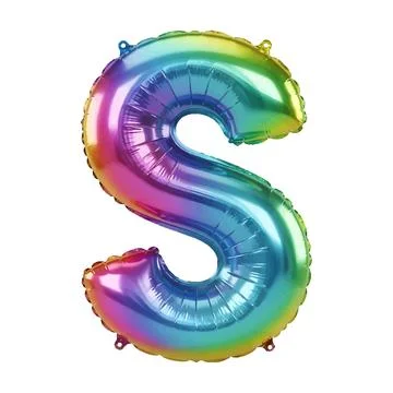 3D Rainbow Gradient Balloon Alphabet Letter S Celebration Stock Illustration