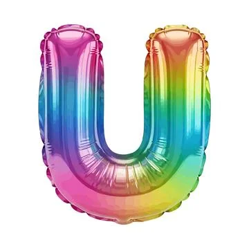 3D Rainbow Gradient Balloon Alphabet Letter U Celebration Illustrazione stock