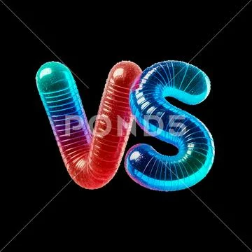 3d rainbow gummy candy vs icon, colorful jelly versus badge for kids content PSD Template