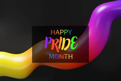 3d rainbow line on black background Pride month Stock Illustration