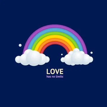 3d Rainbow Pride Love Has no Limits Concept Cartoon Style. Vector Stock Illustration