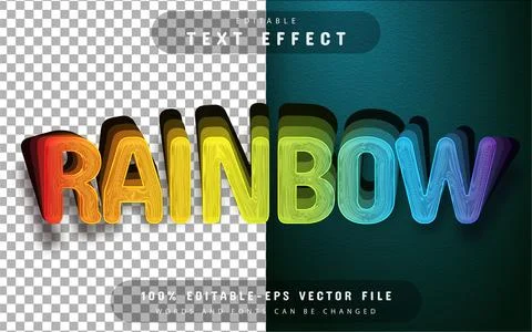 3d rainbow text effect editable Stock Illustration