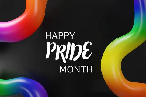 3d rainbow three lines background Pride month. Stock Illustration