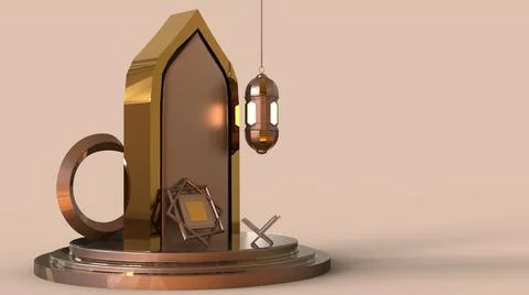 3D Ramadan kareem Background, 3d illustration イラスト素材