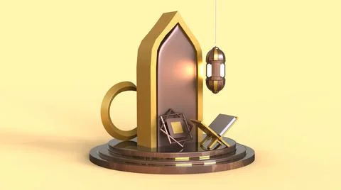 3D Ramadan kareem Background, 3d illustration Illustrazione stock