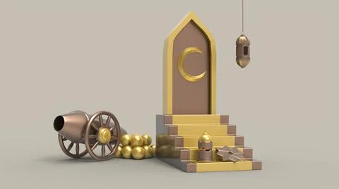 3D Ramadan kareem Background, 3d illustration イラスト素材
