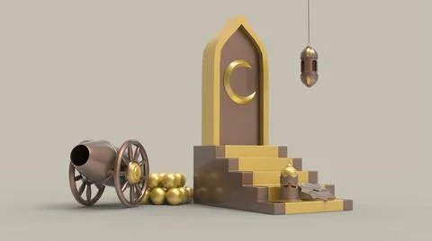 3D Ramadan kareem Background, 3d illustration イラスト素材