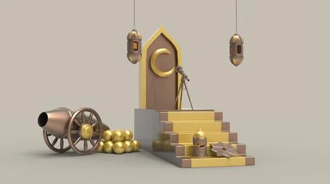 3D Ramadan kareem Background, 3d illustration Illustrazione stock