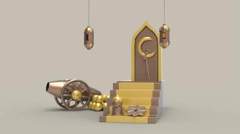 3D Ramadan kareem Background, 3d illustration Stock Illustration