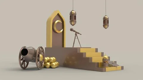 3D Ramadan kareem Background, 3d illustration イラスト素材
