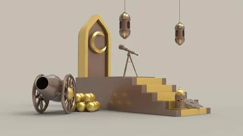3D Ramadan kareem Background, 3d illustration Illustrazione stock