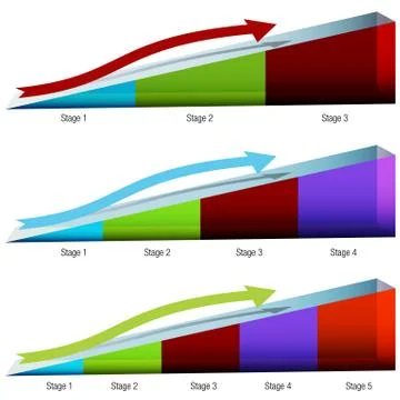 3d ramp chart set Stock Illustration