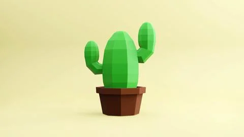 3d rander cactus low polygon Stock Photos