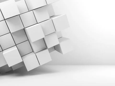 3d random extruded cubes installation Stock Illustration