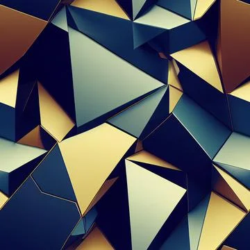3d random shapes beautiful pattern blue gold black illustration design ideas イラスト素材
