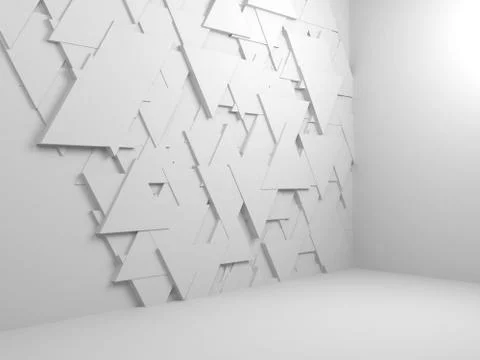 3d random triangles tiling pattern on wall Illustrazione stock
