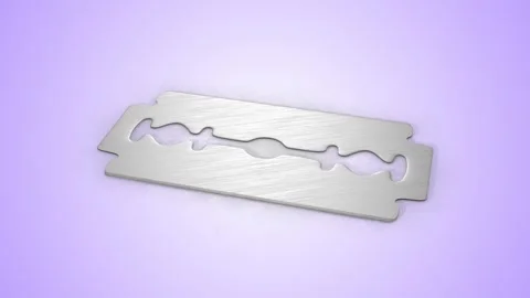 3D Razor Blade on a Light Background. Razor Blade 3D Animation. 4K Stock Footage 287328042