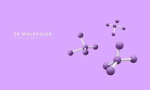 3d realistic abstract molecules isolated on background. Scientific banner for Stock Illustration