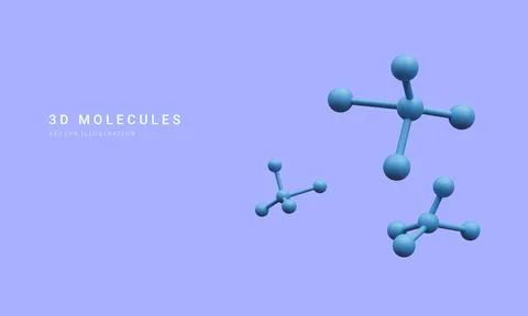 3d realistic abstract molecules isolated on background. Scientific banner for Stock-Illustration