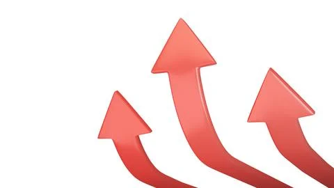 3D realistic arrows up. Three red arrows. Stock Illustration