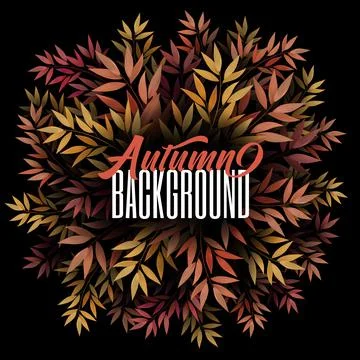 3d realistic Autumn abstract background - circle from colorful leafs with pla Stock Illustration