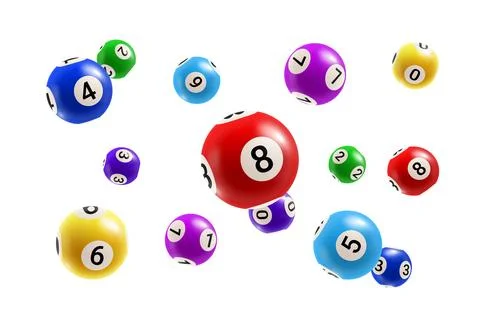 3D realistic bingo lottery vector balls flying Stock Illustration
