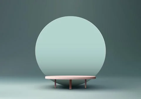 3D realistic brown podium platform stand or table with circle backdrop on g.. Stock Illustration