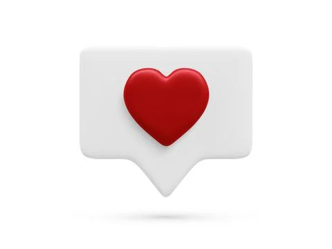 3d realistic bubble with red heart isolated on white background. Vector illus Illustrazione stock