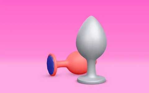 3d realistic butt plug isolated on light background. Sex toys for ass. Vector Stock-Illustration