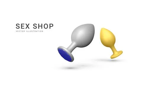 3d realistic butt plug isolated on white background. Banner for sex shop. Vec Illustrazione stock