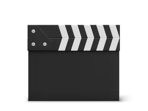 3d realistic clapperboard isolated on white background. Vector illustration. Illustrazione stock