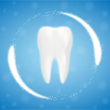 3d Realistic Clean Tooth, Clearing Tooth Process. Teeth Whitening. Dental Health Stock Illustration