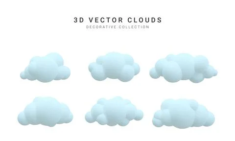 3d realistic clouds collection. Vector illustration. Illustrazione stock