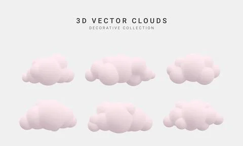 3d realistic clouds collection. Vector illustration. Stock-Illustration